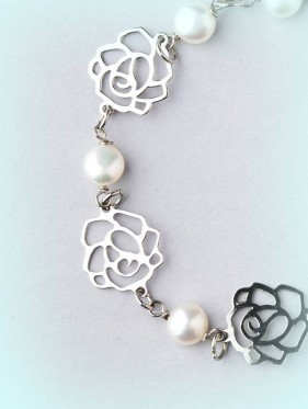 4935 PN BRACCIALE PERLE E ROSE IN ARGENTO 925 I PENSIERINI