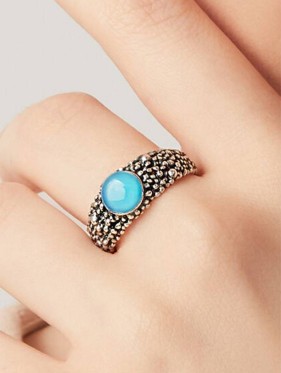 11800/16 ANELLO PERLAGE CON AGATA AZZURRA GIOVANNI RASPINI