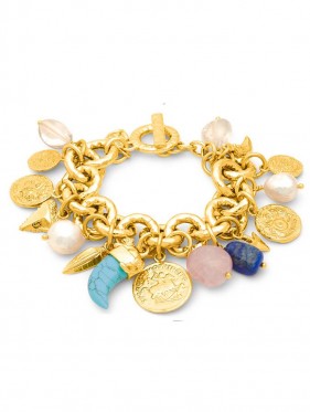 Bracciali - Nomad - Gioielli in bronzo dorato - N0007 BRACCIALE PUEBLO MIX in bronzo dorato a18kt GIOVANNI RASPINI