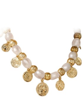 N0028 COLLANA CRYSTAL MONETE in bronzo dorato a 18kt GIOVANNI RASPINI