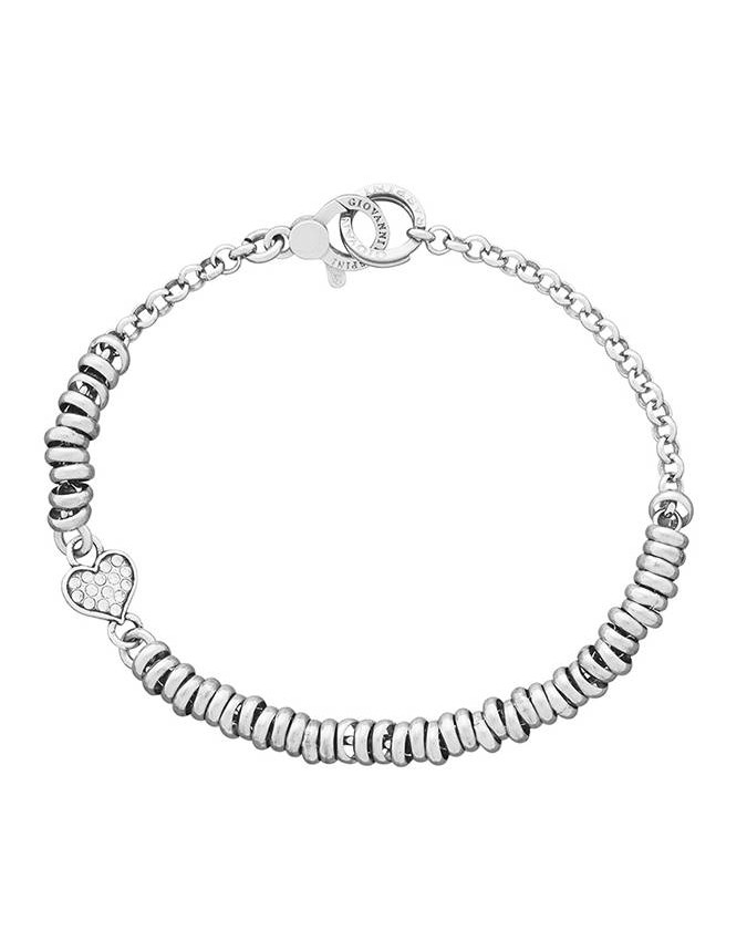 Bracciali - Rock - 12205 BRACCIALE BASE MINI CIAMBELLINE CON QUADRIFOGLIO CRYSTAL GIOVANNI RASPINI