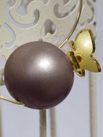 Orecchini -  - ORBP02-O ORECCHINI WILMA PERLA FARFALLA ORO GIALLO  - Perla brown perlato