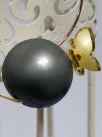 Orecchini -  - ORBP02-O ORECCHINI WILMA PERLA FARFALLA ORO GIALLO  - Perla nero perlato - disponibile in 15gg