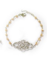 Bracciali - Bracciali incatenati a rosario - PN BR 2003 BRACCIALE CON DECORO A LOSANGA - Galvanica in rodio e catena con cristalli rosa madreperlati - disponibile subito.