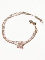 Bracciali - Bracciali incatenati a rosario - PN BR 2005 BRACCIALE CON FARFALLA E CRISTALLI - Cristalli colore quarzo rosa - disponibile subito