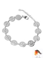 Bracciali - Bracciali in solo argento - PN BR 2008 BRACCIALE SMILEY - 2008 smiley in argento 925 galvanizzato in rodio