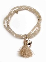 Bracciali - Bracciali elastici - PN BR EL 2012 - I PENSIERINI - V7 CRISTALLI CIPRIA NAPPINA BEIGE
