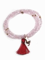 Bracciali - Bracciali elastici - PN BR EL 2012 - I PENSIERINI - V8 CRISTALLI ROSA NAPPINA ROSSA
