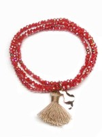 Bracciali - Bracciali elastici - PN BR EL 2012 - I PENSIERINI - V9 CRISTALLI ROSSI NAPPINA BEIGE