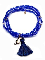 Bracciali - Bracciali elastici - PN BR EL 2012 - I PENSIERINI - V13 CRISTALLI BLU COPIATIVO BRILLANTE CON NAPPINA BLU