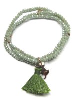 Bracciali - Bracciali elastici - PN BR EL 2012 - I PENSIERINI - V14 CRISTALLI VERDE SALVIA CHIARO CON NAPPINA VERDE