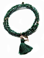 Bracciali - Bracciali elastici - PN BR EL 2012 - I PENSIERINI - V16 CRISTALLI VERDE SALVIA SCURO CON  NAPPINA VERDE