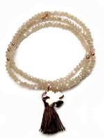 Bracciali - Bracciali elastici - PN BR EL 2015 - I PENSIERINI - V2 CRISTALLI CIPRIA CON NAPPINA MARRONE