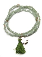 Bracciali - Bracciali elastici - PN BR EL 2015 - I PENSIERINI - V3 CRISTALLI VERDE SALVIA CHIARO CON NAPPINA VERDE