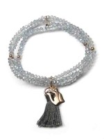 Bracciali - Bracciali elastici - PN BR EL 2012 A - I PENSIERINI - 2012 A VARIANTE 2 CRISTALLI GRIGI CON NAPPINA GRIGI