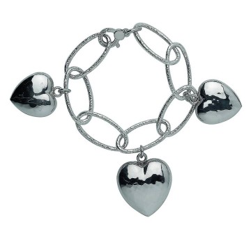 Bracciali - Cuori, Angeli, Corone, Monete e vari - 6988 BRACCIALE CUORI MARTELLATI GIOVANNI RASPINI
