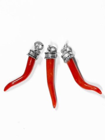 Charms - Amuleti e portafortuna - 8264 CHARM MINI CORNO CORALLO GIOVANNI RASPINI