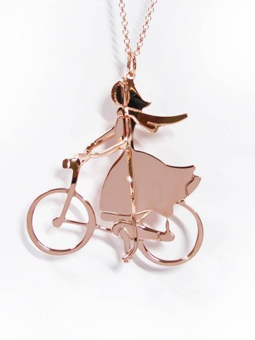 Collane -  - RAG110 PENDENTE RAGAZZA IN BICI CATENINA 