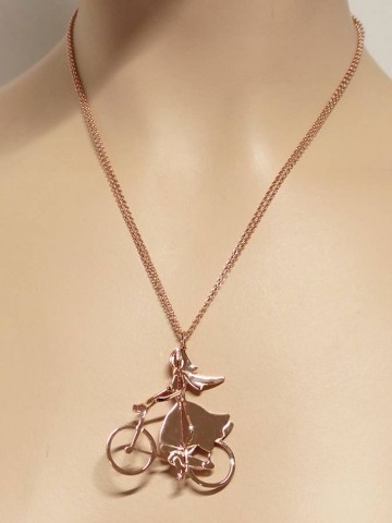 Collane -  - RAG110 PENDENTE RAGAZZA IN BICI CATENINA 