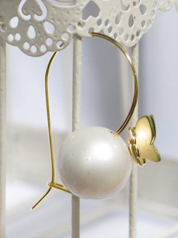 Orecchini -  - ORBP02-O ORECCHINI WILMA PERLA FARFALLA ORO GIALLO 