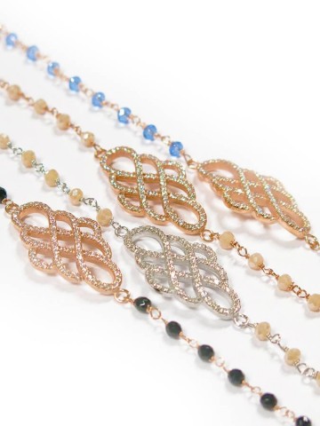 Bracciali - Bracciali incatenati a rosario - PN BR 2003 BRACCIALE CON DECORO A LOSANGA