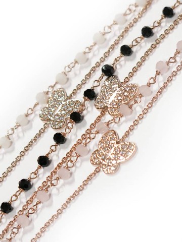 Bracciali - Bracciali incatenati a rosario - PN BR 2005 BRACCIALE CON FARFALLA E CRISTALLI