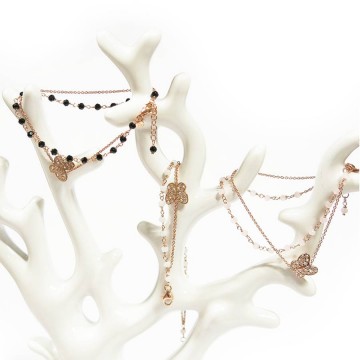 Bracciali - Bracciali incatenati a rosario - PN BR 2005 BRACCIALE CON FARFALLA E CRISTALLI