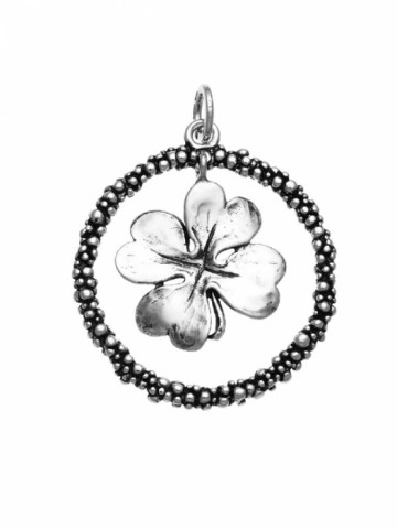 Charms - Cuori, Angeli, Corone, Monete e vari - 10626 CHARM QUADRIFOGLIO GRANDE PERLAGE GIOVANNI RASPINI