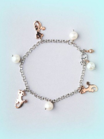 Bracciali - Fantasy e vari - 4958 PN BRACCIALE IN ARGENTO E PERLE  I PENSIERINI