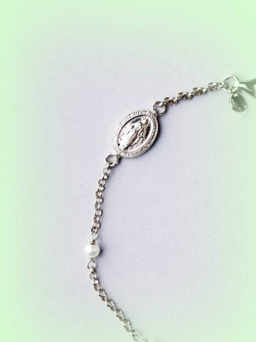 Bracciali - Soggetti sacri - 14560 - 1 BR BRACCIALE CON CROCE E MADONNINA  I PENSIERINI