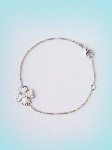 Bracciali - argento e zirconi - 4549-2 BRACCIALE CON QUADRIFOGLIO PAVE� - I PENSIERINI