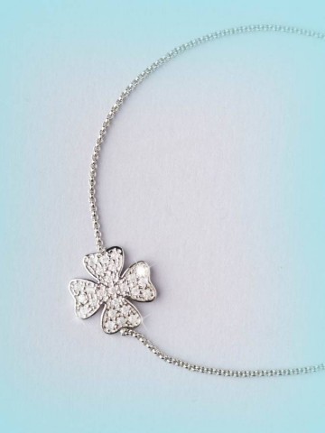 Bracciali - argento e zirconi - 4549-2 BRACCIALE CON QUADRIFOGLIO PAVE� - I PENSIERINI