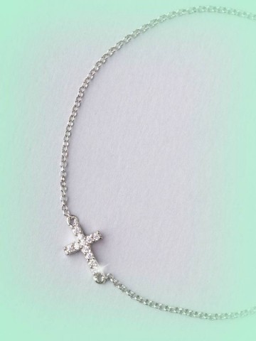 Bracciali - argento e zirconi - 4531 BRACCIALE CON CROCE - I PENSIERINI