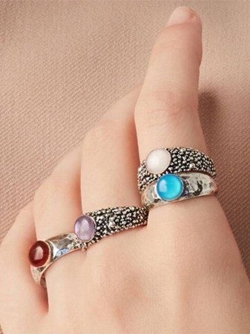 Anelli - Perlage - 11800/16 ANELLO PERLAGE CON AGATA AZZURRA GIOVANNI RASPINI