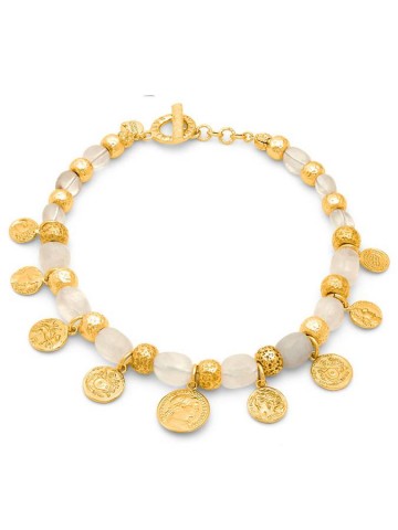 Collane - Nomad - Gioielli in bronzo dorato - N0028 COLLANA CRYSTAL MONETE in bronzo dorato a 18kt GIOVANNI RASPINI